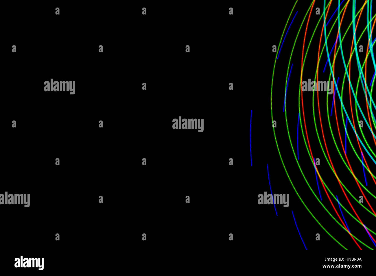 La pittura di luce. Abstract, futuristico, colorato con esposizione lunga, sfondo nero-21. Foto Stock