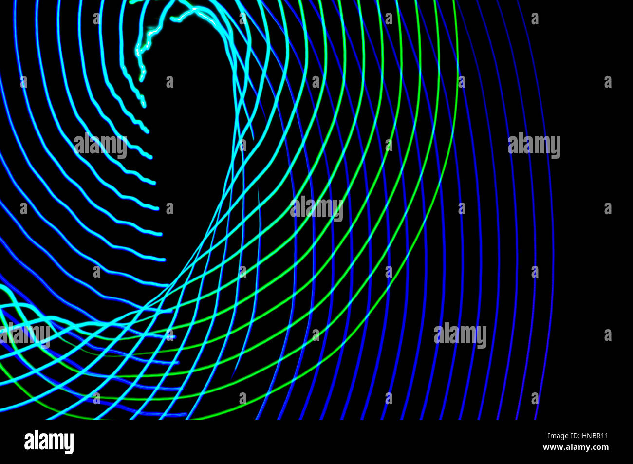 La pittura di luce. Abstract, futuristico, colorato con esposizione lunga, sfondo nero-26. Foto Stock