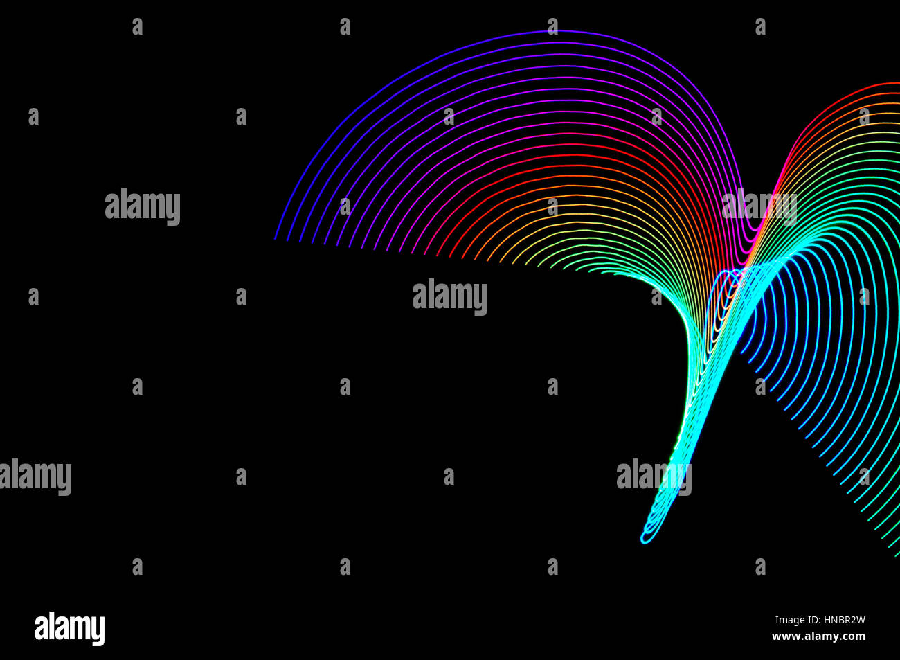 La pittura di luce. Abstract, futuristico, colorato con esposizione lunga, sfondo nero-47. Foto Stock