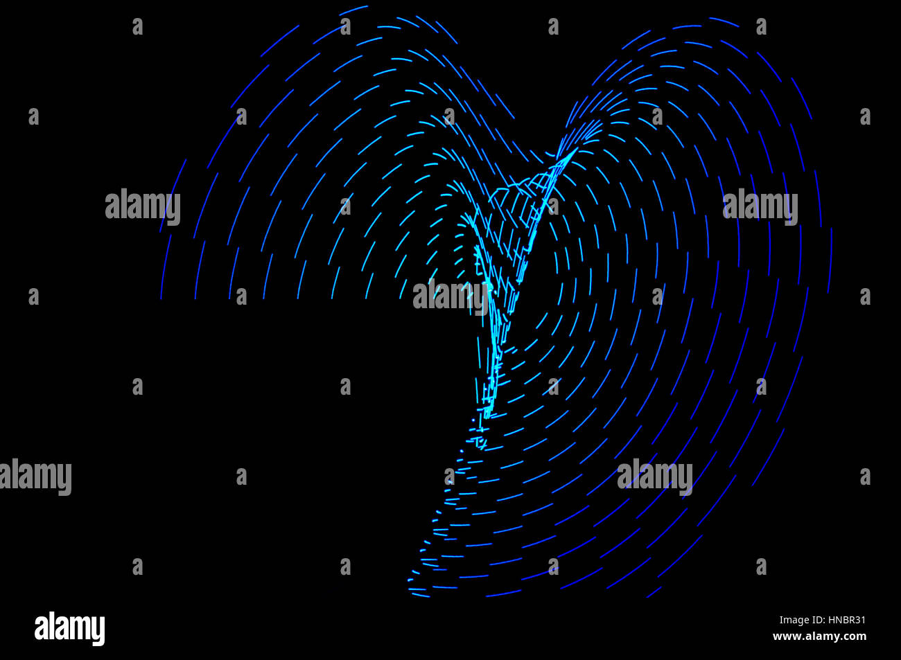 La pittura di luce. Abstract, futuristico, colorato con esposizione lunga, sfondo nero-51. Foto Stock