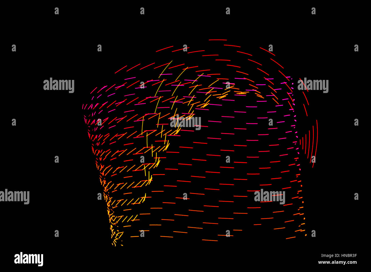 La pittura di luce. Abstract, futuristico, colorato con esposizione lunga, sfondo nero-56. Foto Stock