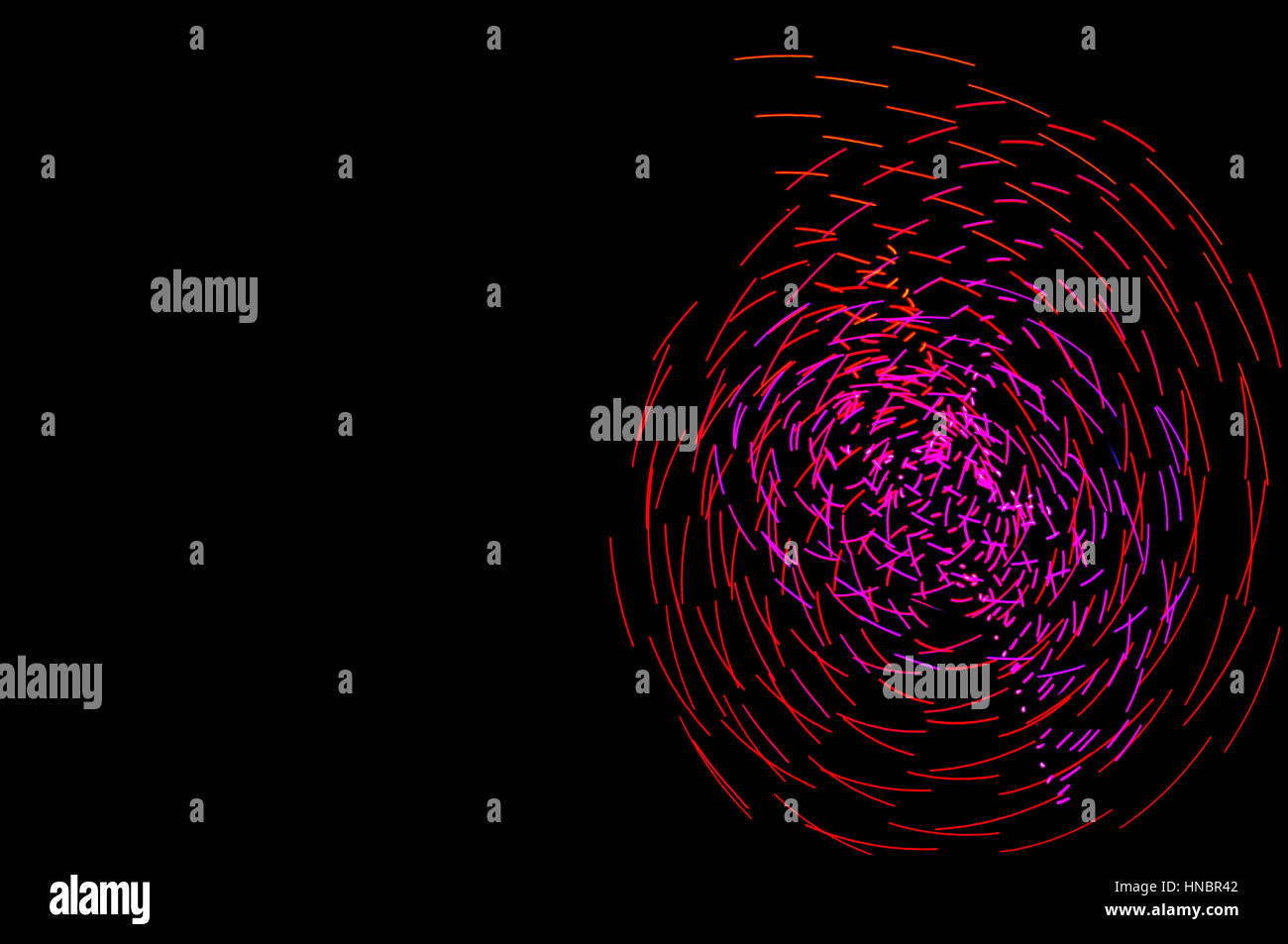 La pittura di luce. Abstract, futuristico, colorato con esposizione lunga, sfondo nero-60. Foto Stock