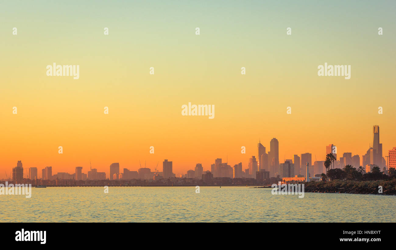 Skyline della città di Melbourne, Australia Foto Stock