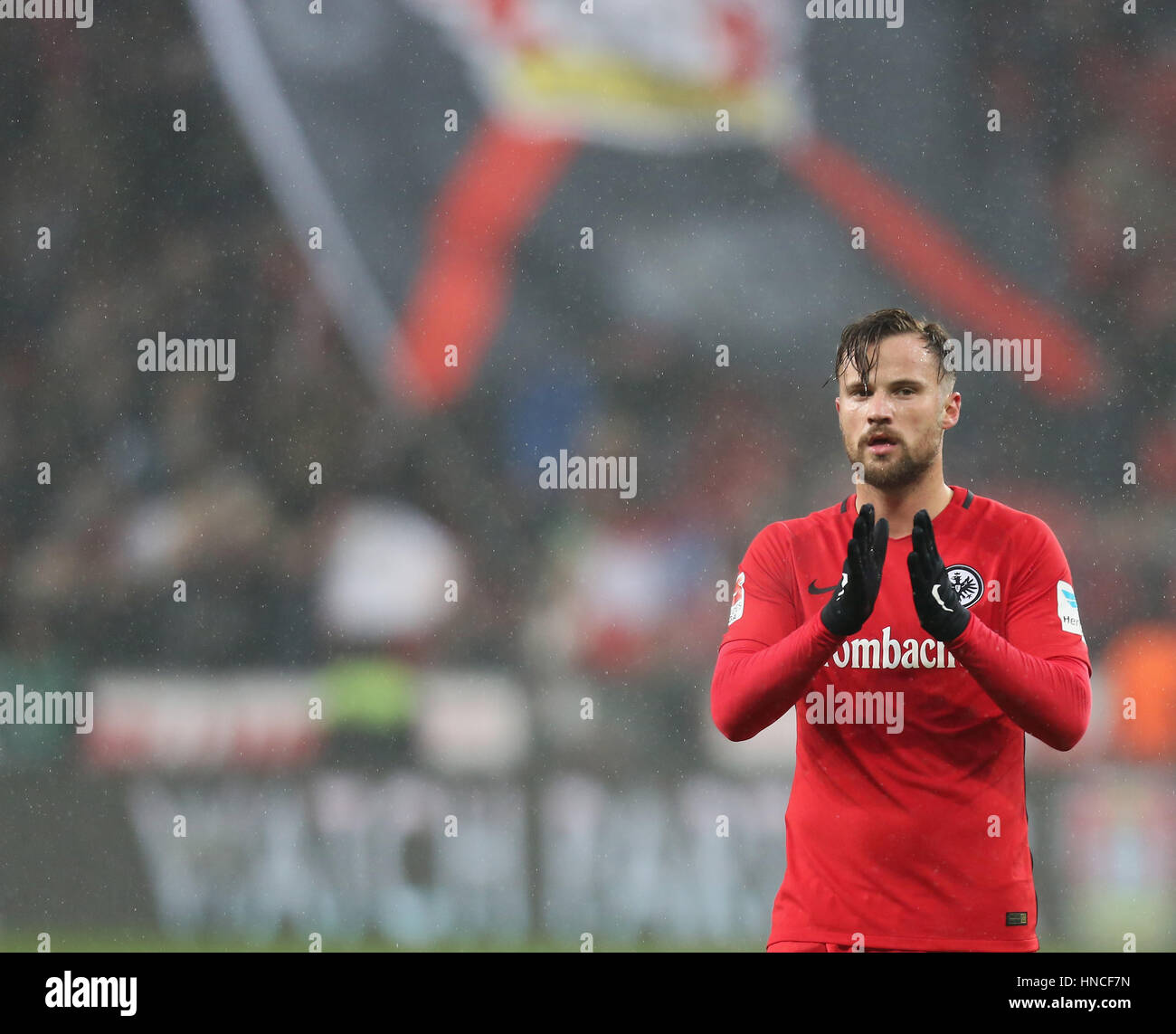 Leverkusen, Germania. Xi Febbraio, 2017. Bundesliga, giornata 20, Bayer 04 Leverkusen - Eintracht Francoforte: Haris Seferovic (SGE) dopo la partita. Credito: Juergen schwarz/Alamy Live News Foto Stock