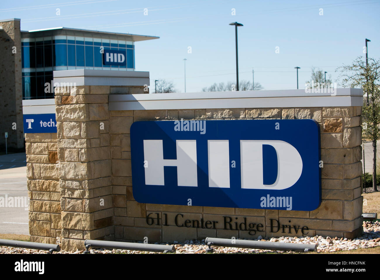 Un logo segno al di fuori della sede della Global HID di Austin, in Texas, il 28 gennaio 2017. Foto Stock
