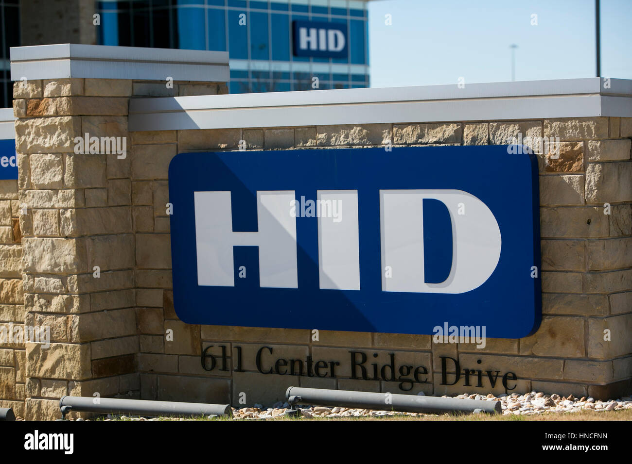 Un logo segno al di fuori della sede della Global HID di Austin, in Texas, il 28 gennaio 2017. Foto Stock