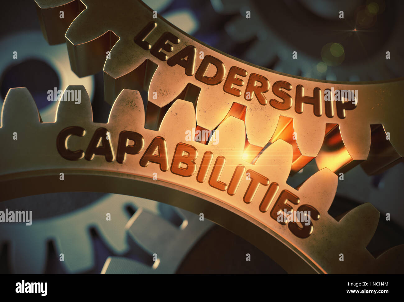 Le capacità di leadership sul Golden marce. 3D'illustrazione. Foto Stock