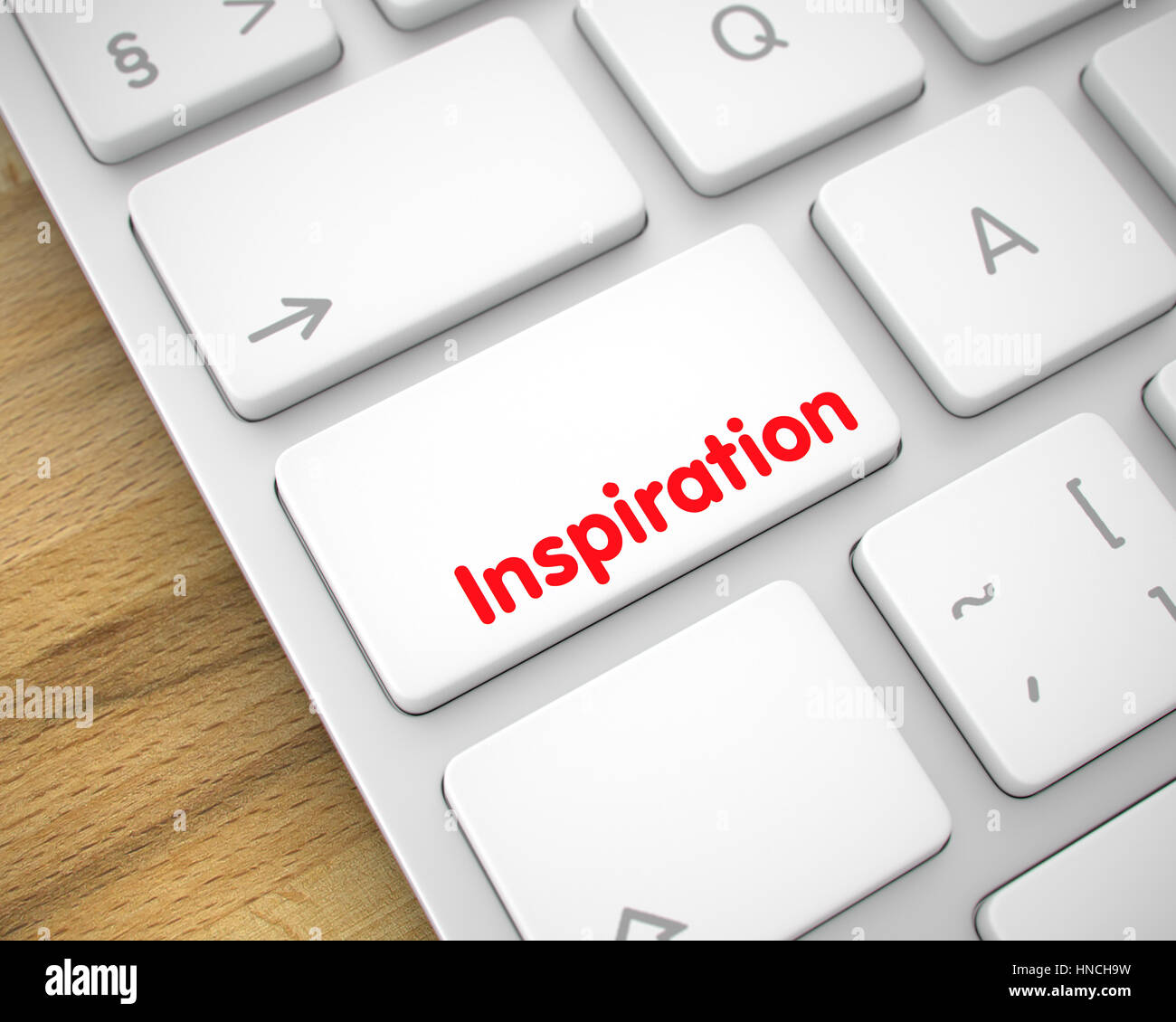 Ispirazione - Testo su bianco dei tasti della tastiera. 3D. Foto Stock