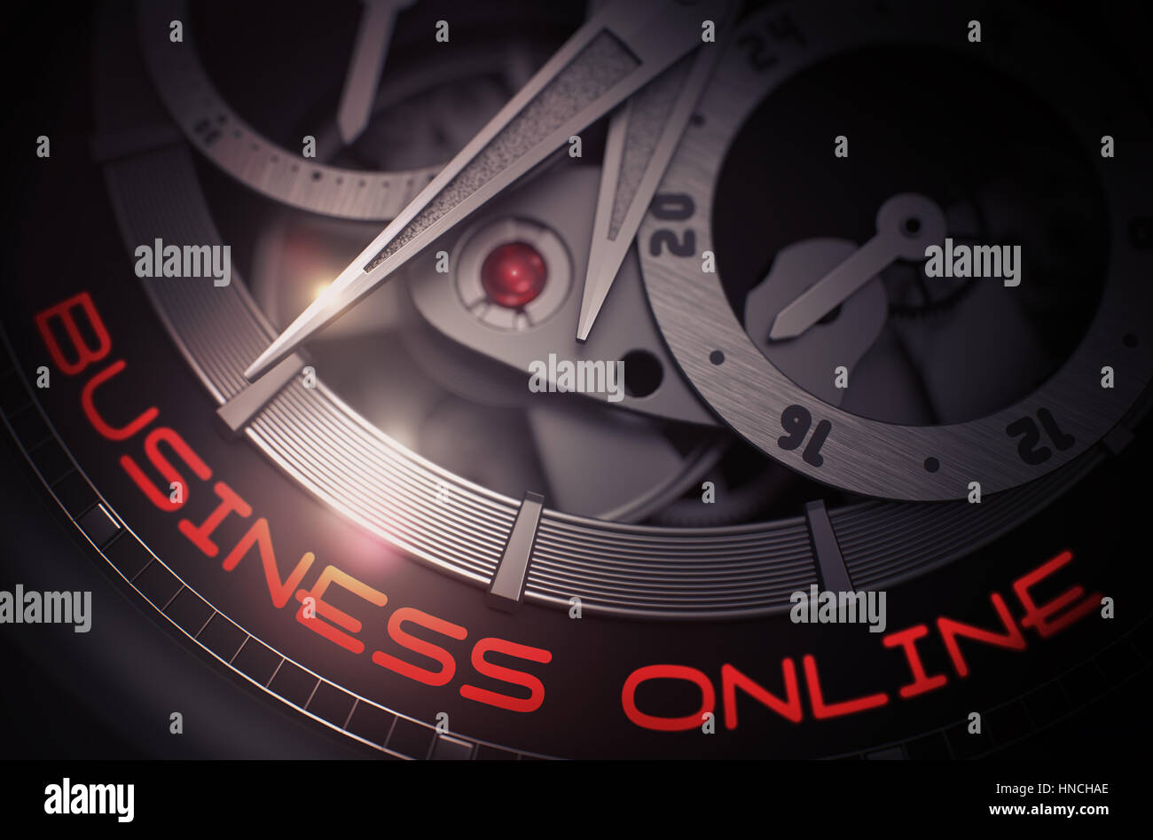 Business online su uomini di lusso orologio da polso il meccanismo. 3D. Foto Stock