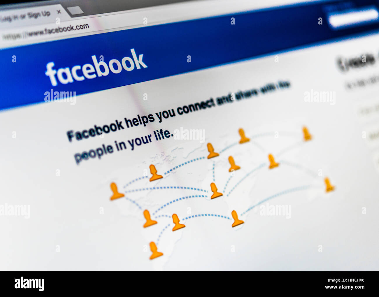Facebook social Network, Home, Logo, Internet, schermata Foto Stock