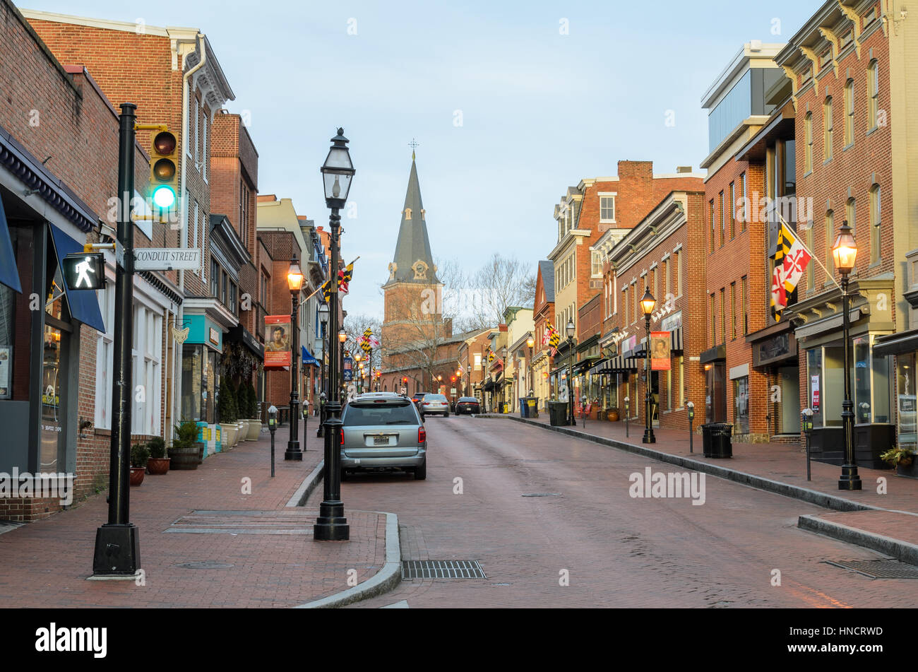 Strada principale di Annapolis Maryland Foto Stock