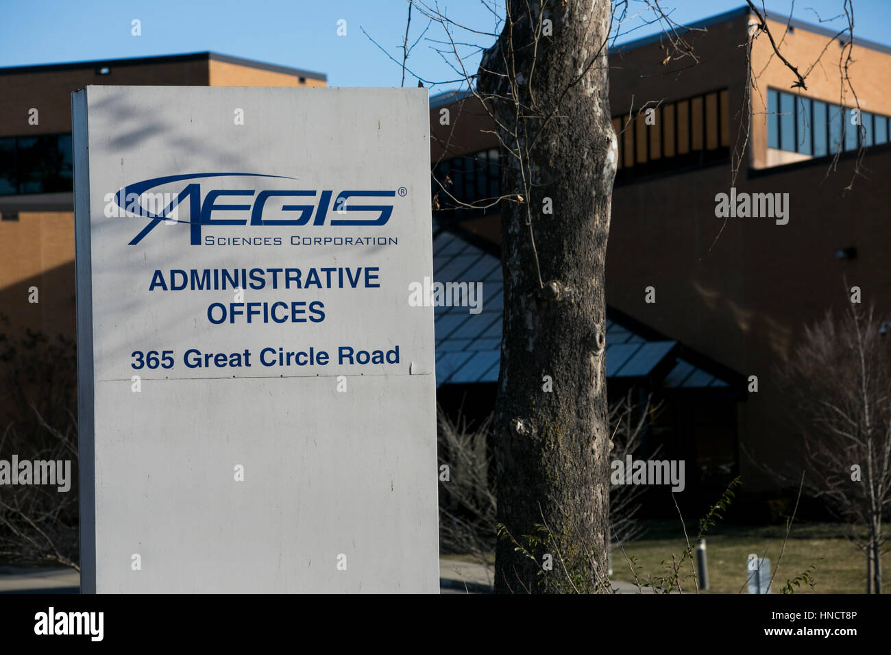 Un logo segno al di fuori della sede dell'egida Sciences Corporation a Nashville, nel Tennessee il 4 febbraio 2017. Foto Stock