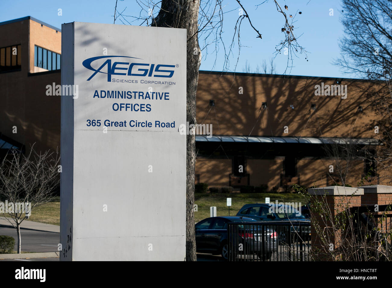 Un logo segno al di fuori della sede dell'egida Sciences Corporation a Nashville, nel Tennessee il 4 febbraio 2017. Foto Stock
