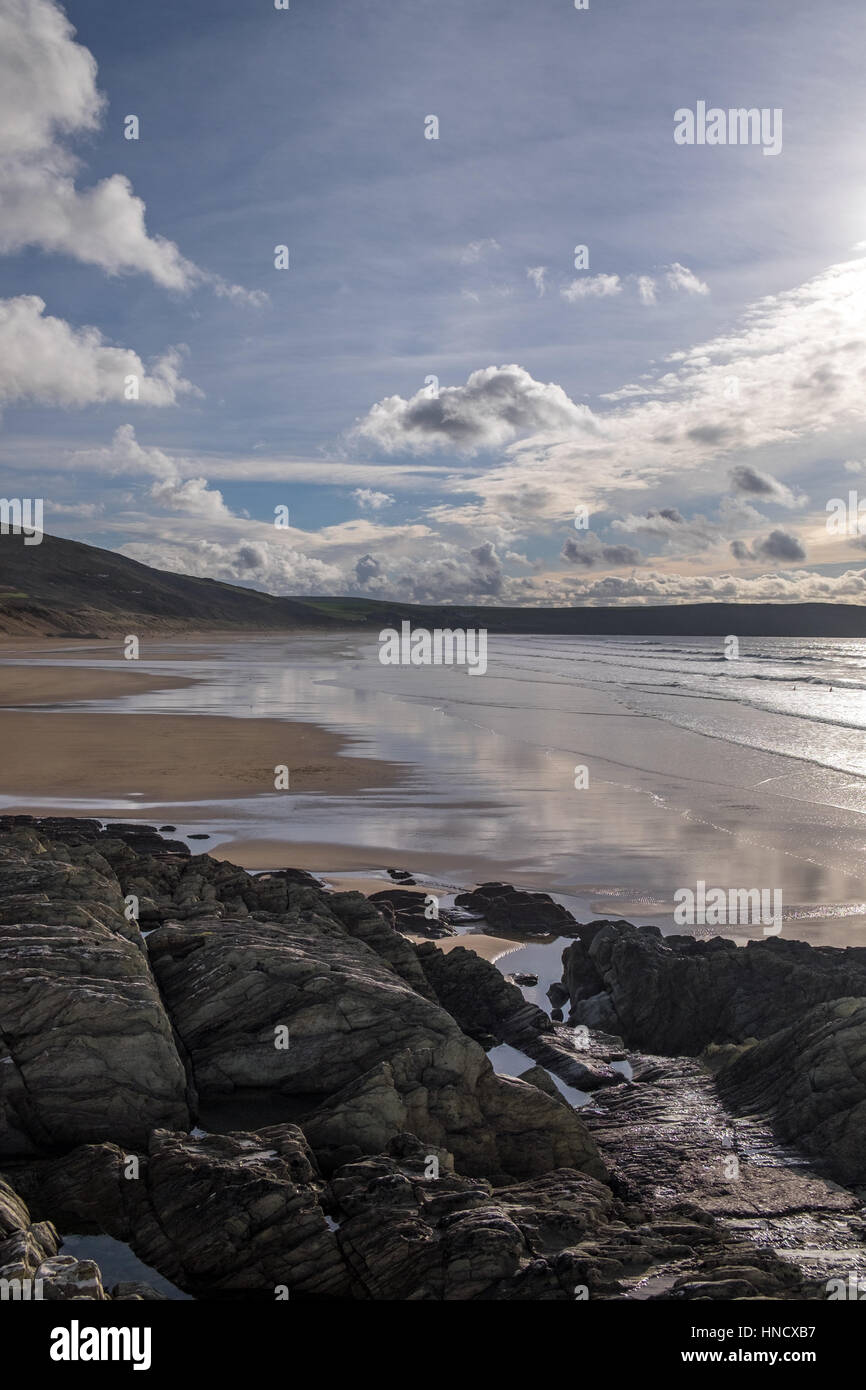 Splendida spiaggia a Woolacombe Foto Stock