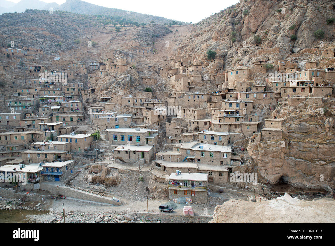 Palangan antico borgo, Kurdistan iraniano, Iran Foto Stock