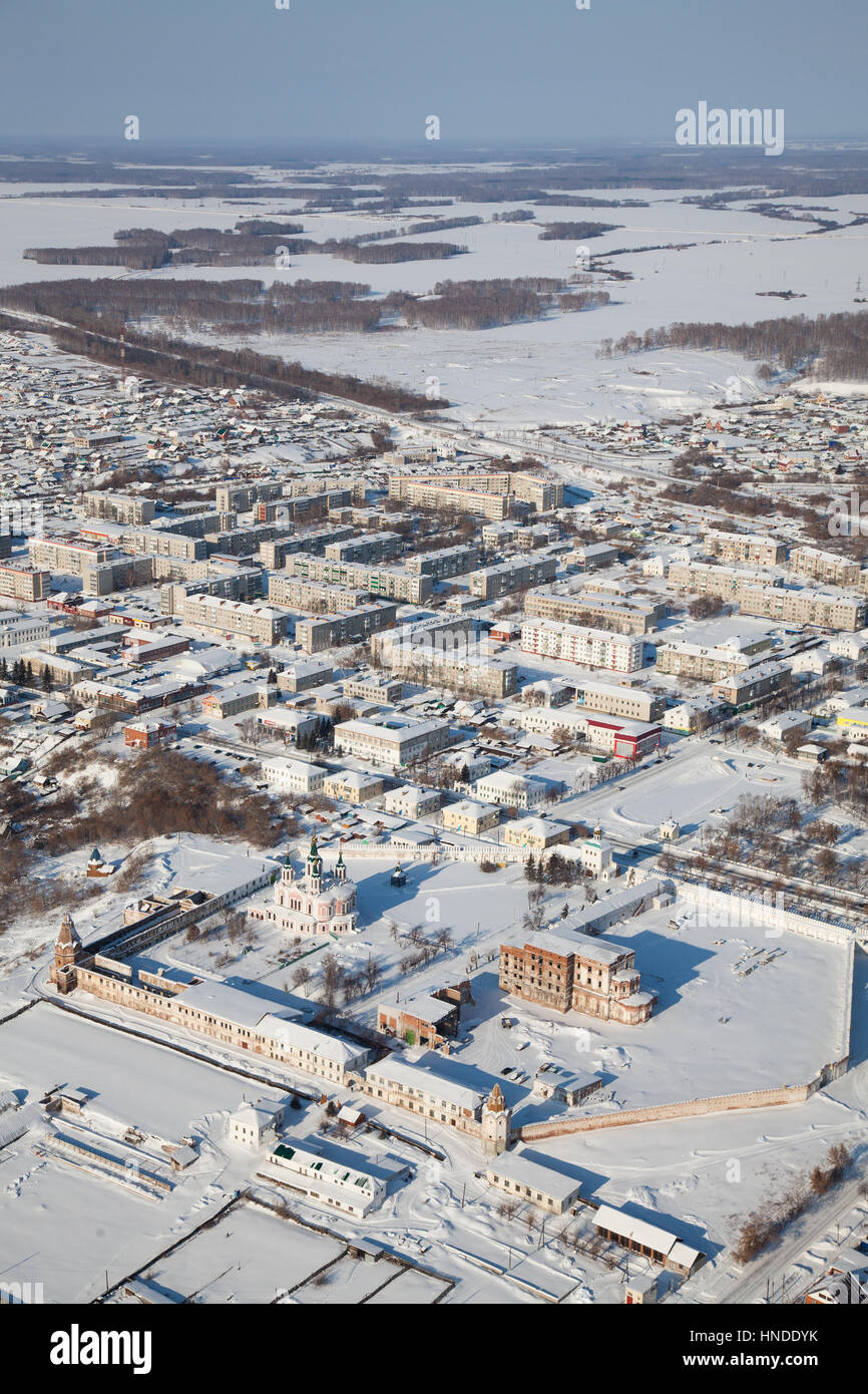 Dalmatovo assunzione monastero in inverno, vista dall'alto Foto Stock