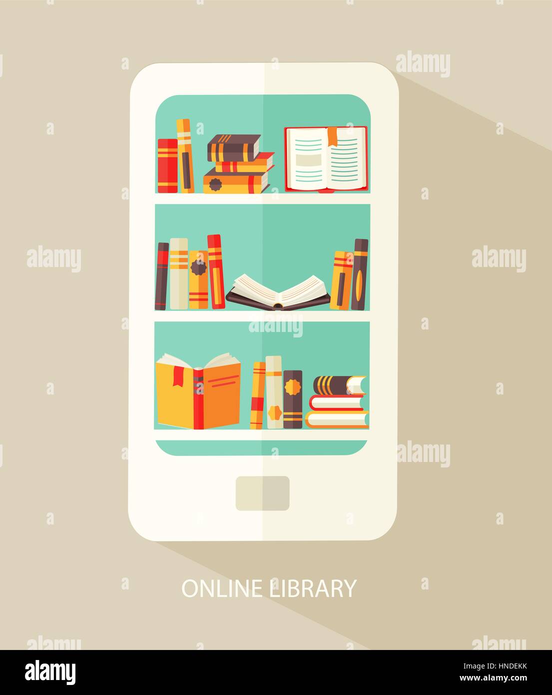Design piatto illustrazione vettoriale concetto per digital library, online book store, e-lettura, vettore. Illustrazione Vettoriale