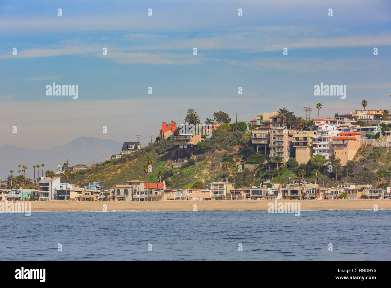 Vista la mattina della spiaggia vicino a Manhattan Beach e Redondo Beach, Los Angeles, California Foto Stock