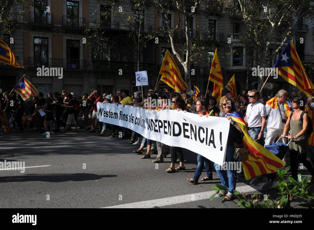 Barcellona, Spagna - 11 settembre 2012. Dimostrazione su Barcellona indipendenza per la Catalogna. Foto Stock