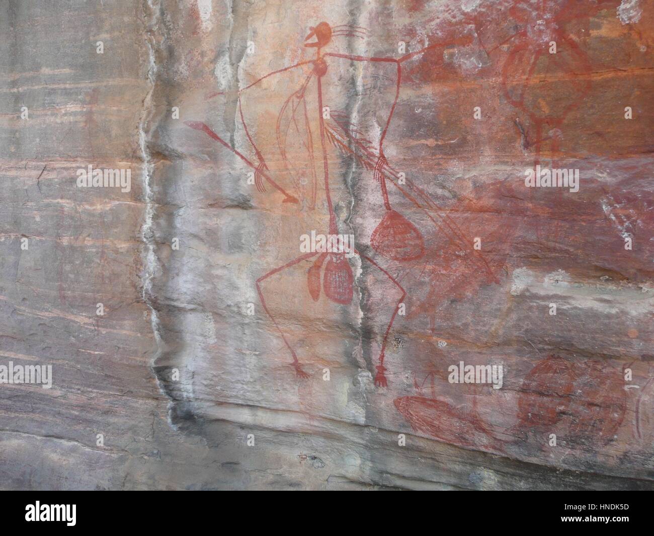 Parete Aborigena Arte nel Territorio Settentrionale dell'Australia Foto Stock