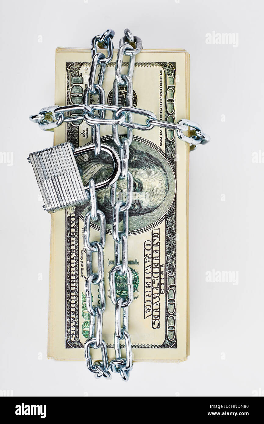 Bloccato pila di fatture del dollaro. Foto Stock