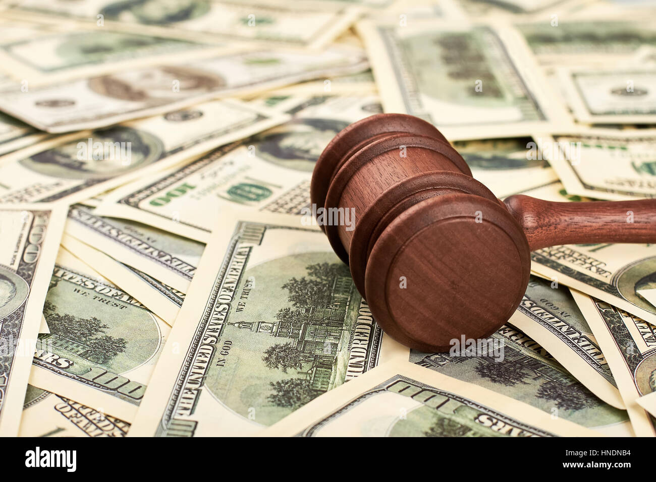Presidente martello e le fatture del dollaro. Foto Stock