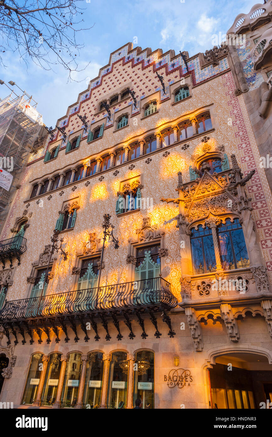 Casa Amatller su Passeig de Gracia a Barcellona Foto Stock