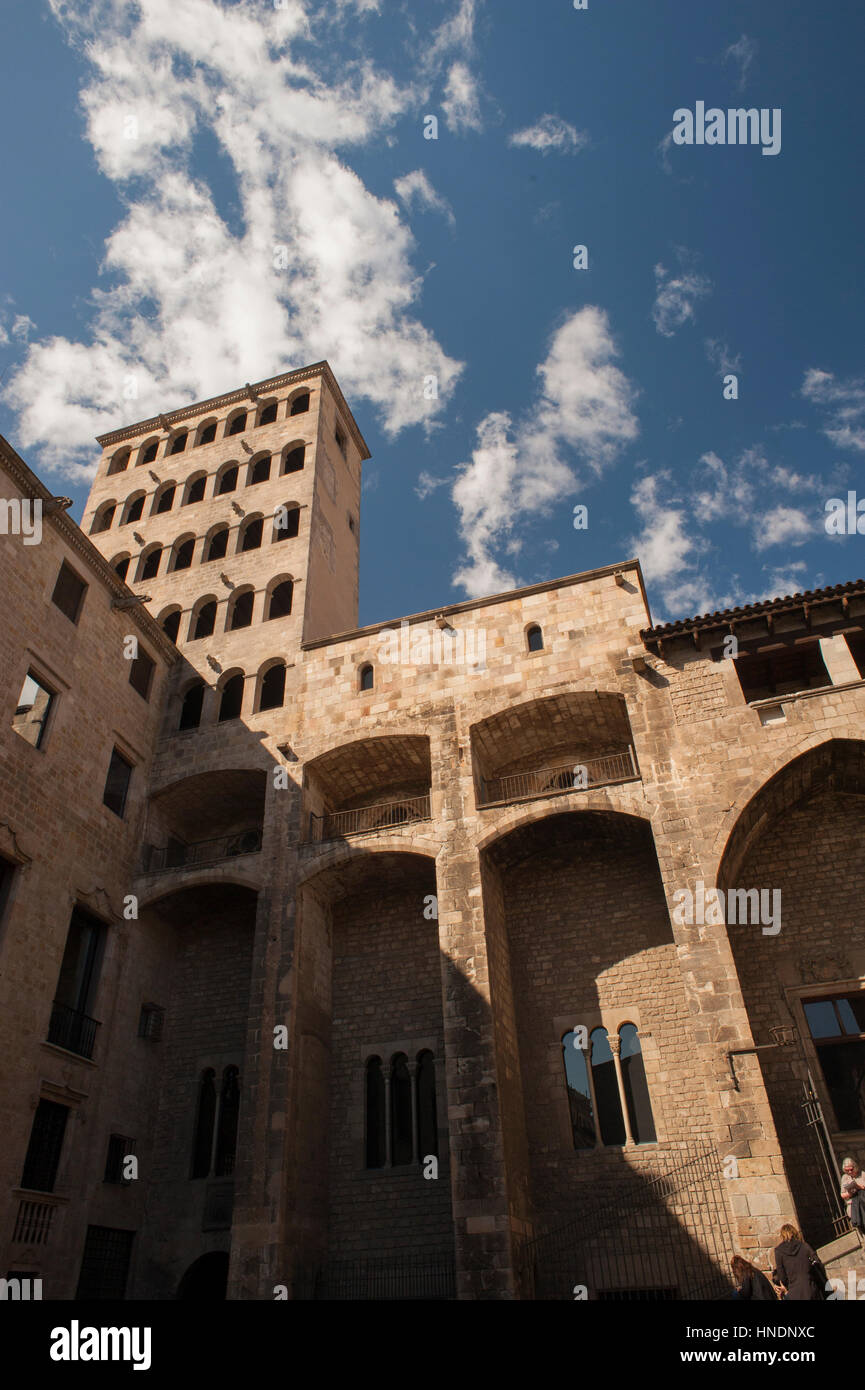 Palau Reial Major in plaza del rey, barcellona Foto Stock