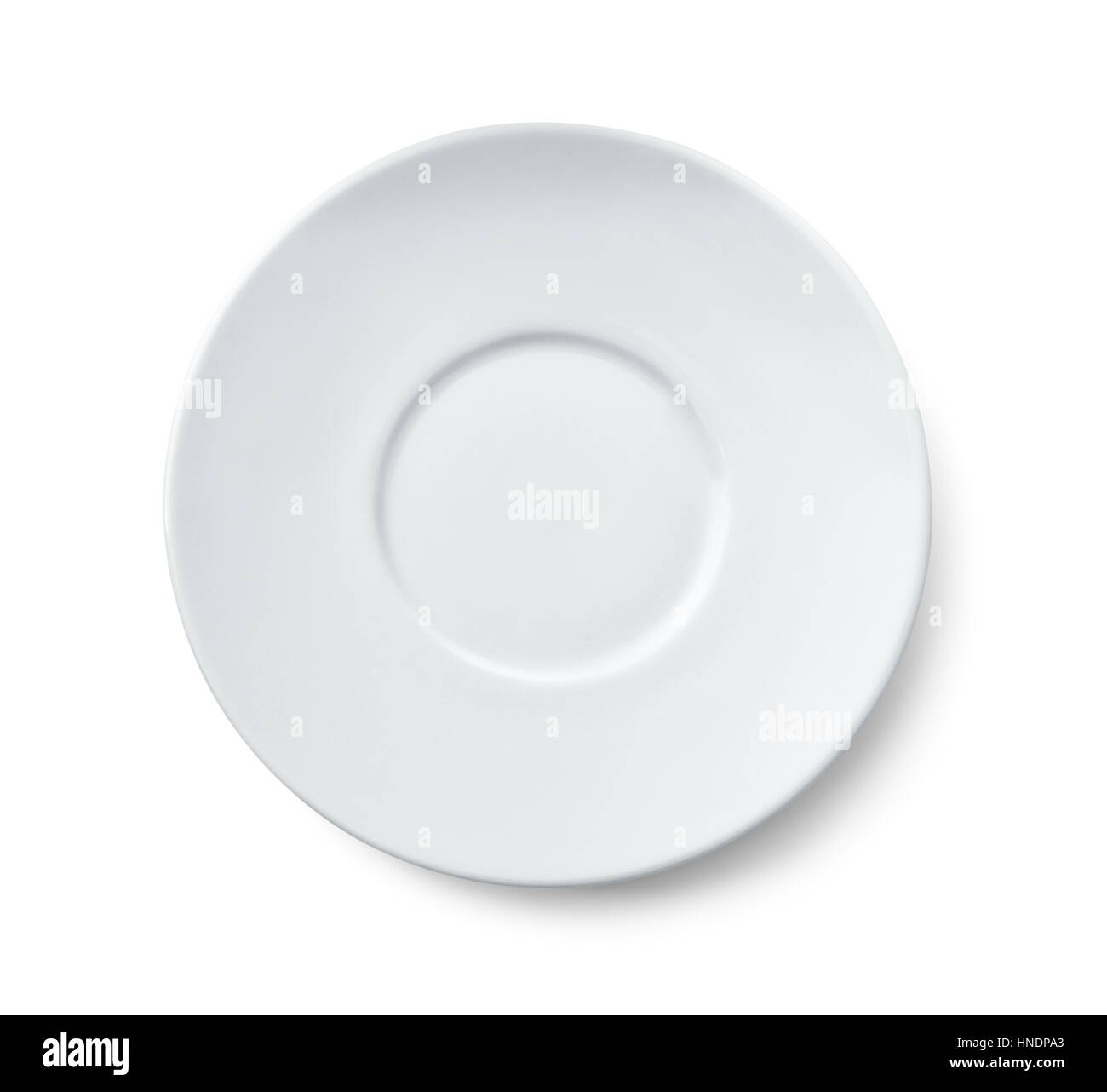 Vista superiore del piattino in ceramica isolata su bianco Foto Stock