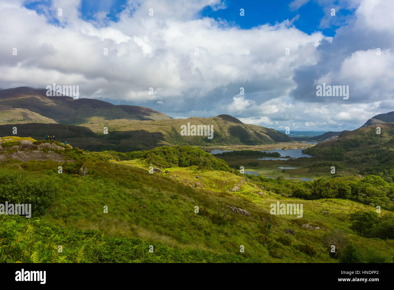 Laghi di Killarney dal Ladies View del Parco Nazionale di Killarney Sud Irlanda Foto Stock