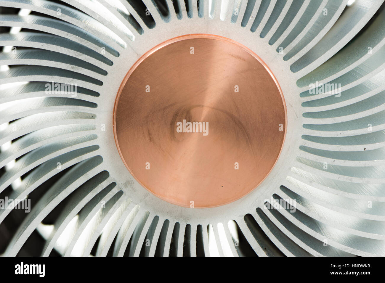 Abstract macro con il dettaglio di un dissipatore di calore metallico Foto Stock