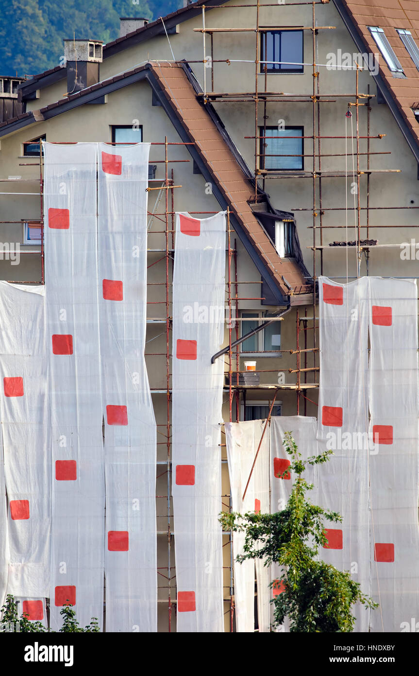 Ristrutturazione di appartamento facciata di edificio Foto Stock