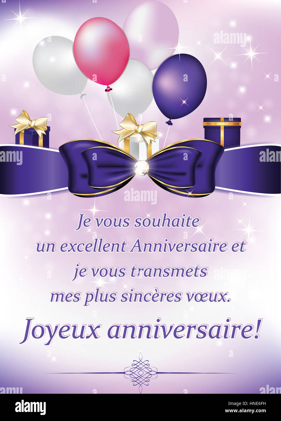 Joyeux Anniversaire Je Vous Souhaite Onu Anniversaire Eccellente Et Je Vous Transmets Mes Plus Sinceres Voeux Foto Stock Alamy