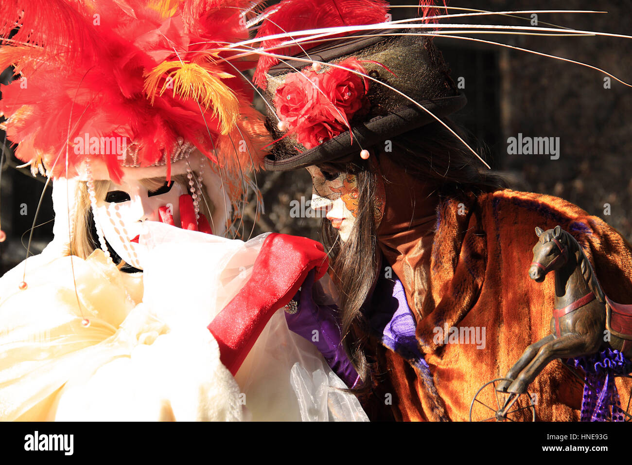 Il carnevale di Venezia il costume e maschera. Foto Stock