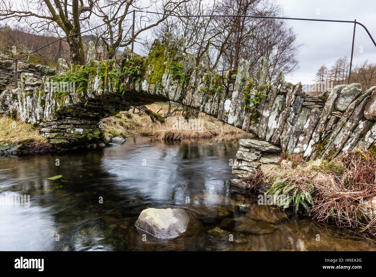 Slater Bridge, poco Langdale, Lake District, Cumbria Foto Stock