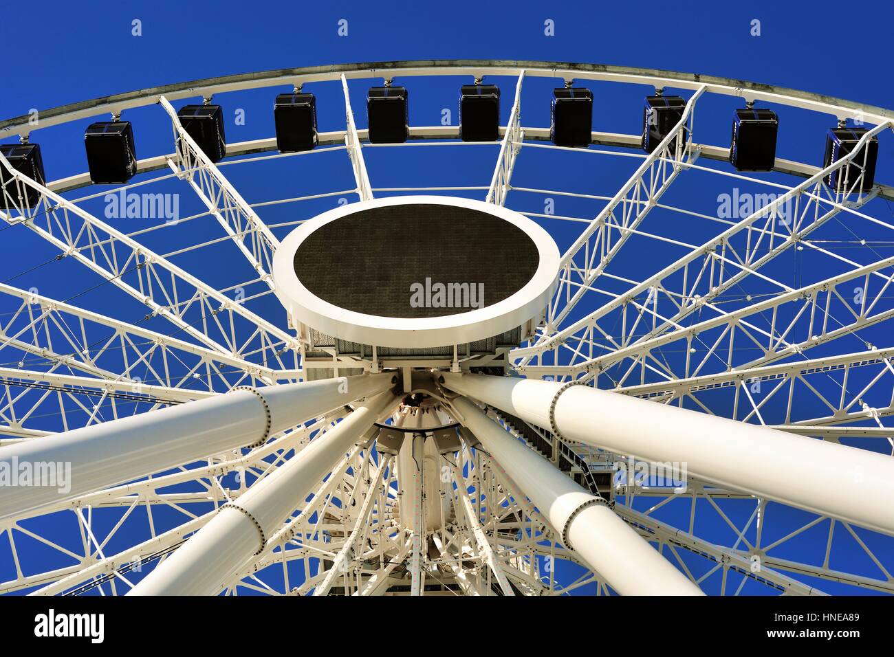 Il Centennial ruota, la ruota panoramica Ferris a Chicago il Navy Pier che ha aperto al pubblico alla fine di maggio 2016. Chicago, Illinois, Stati Uniti d'America. Foto Stock