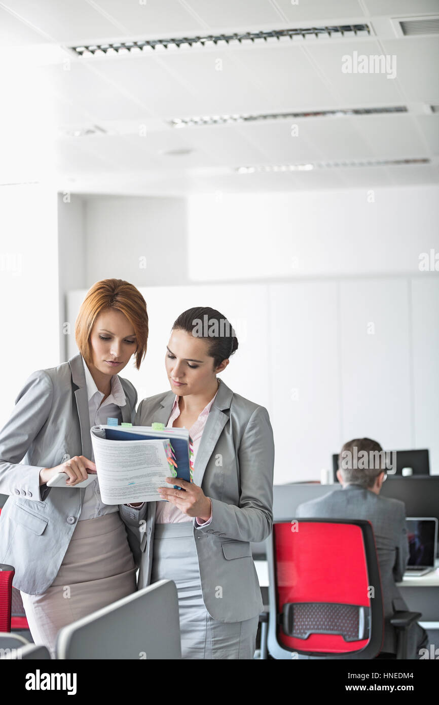 Imprenditrice discutendo sul libro in office Foto Stock