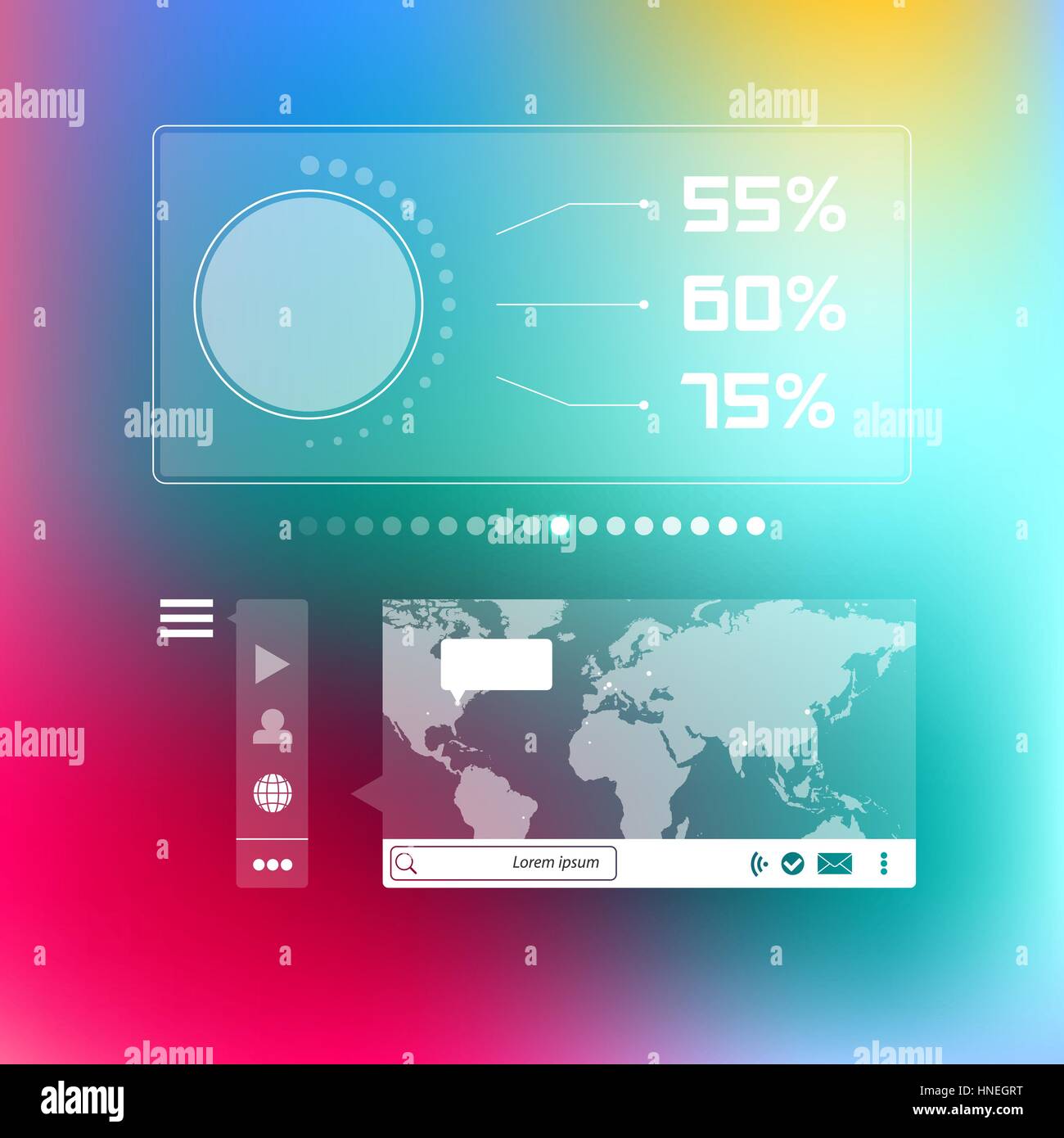 Mappa mondo sociale modello infografico Illustrazione Vettoriale