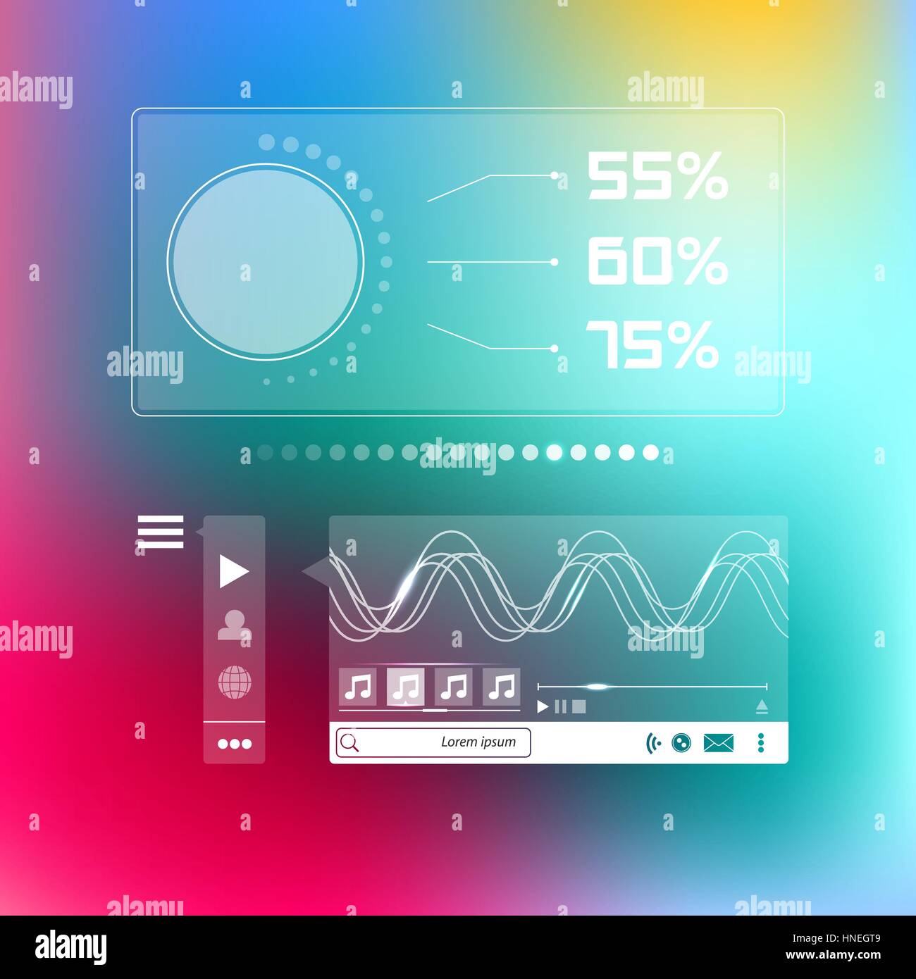 Music Player box sociale modello infografico Illustrazione Vettoriale