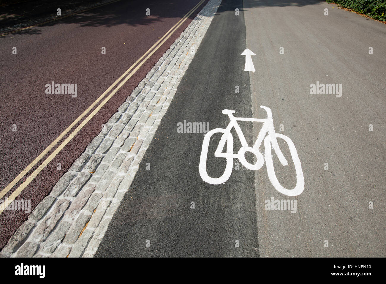 Segno di parcheggio per le bici su strada Foto Stock