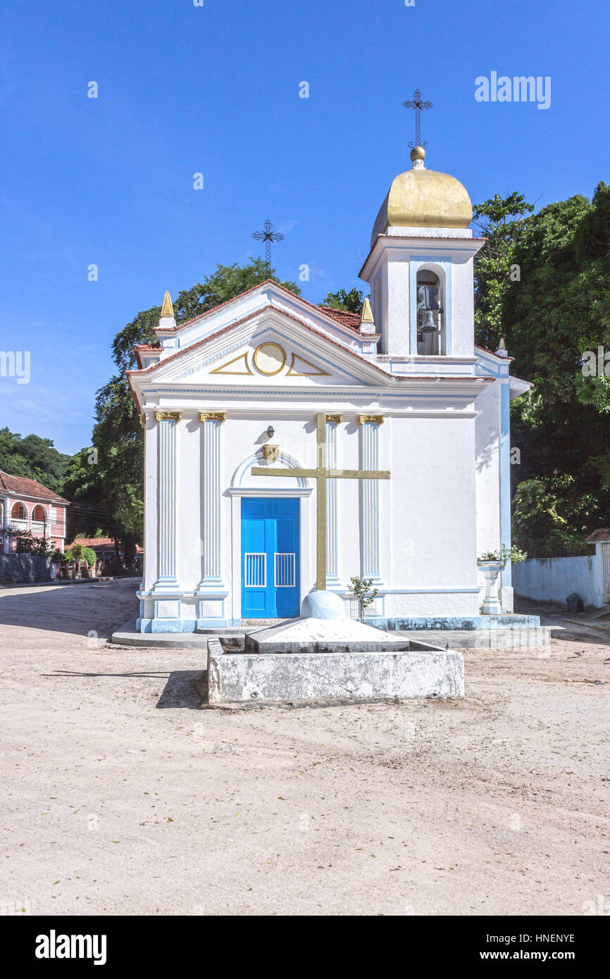 Il Brasile, Stato di Rio de Janeiro, Paqueta isola, vista la capela Sao Roque Foto Stock