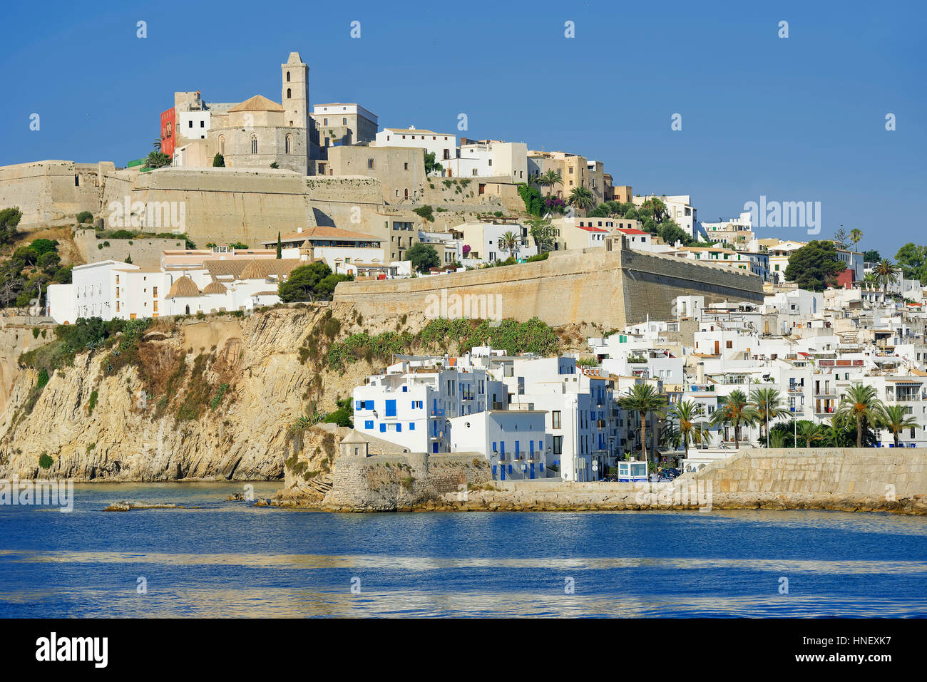 La città vecchia, Dalt Vila, Ibiza, isole Baleari, Spagna Foto Stock
