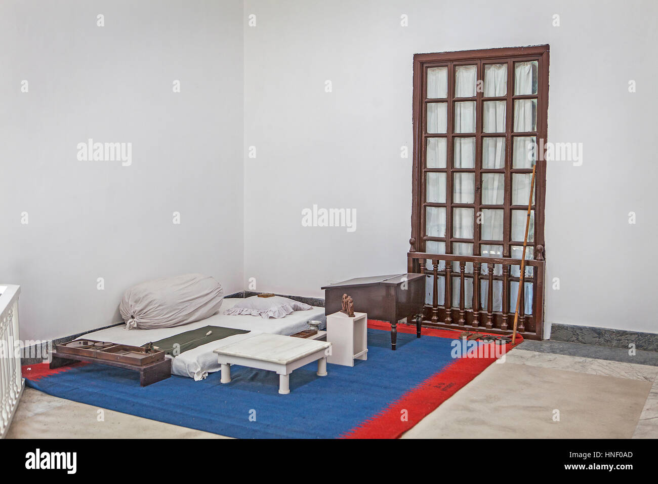 Gandhi Smriti Museum, i pochi mobili che egli aveva, casa del Mahatma Gandhi per ultimi 144 giorni della sua vita, prima che egli è stato ucciso il 30 di gennaio 1948, De Foto Stock