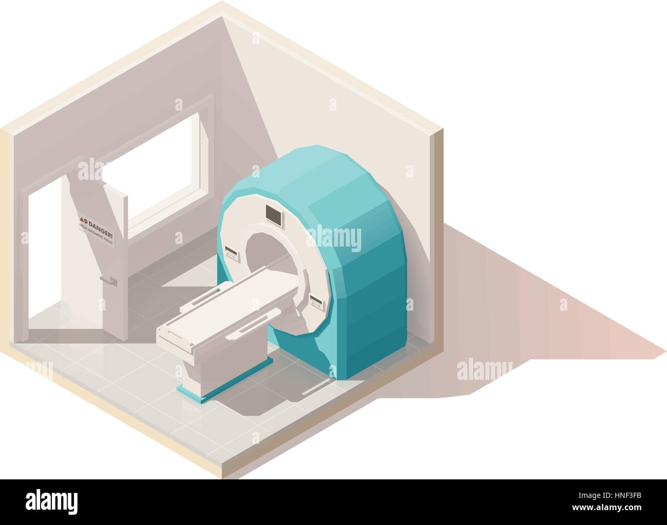 Vettore bassa isometrica poli MRI icona camera Illustrazione Vettoriale
