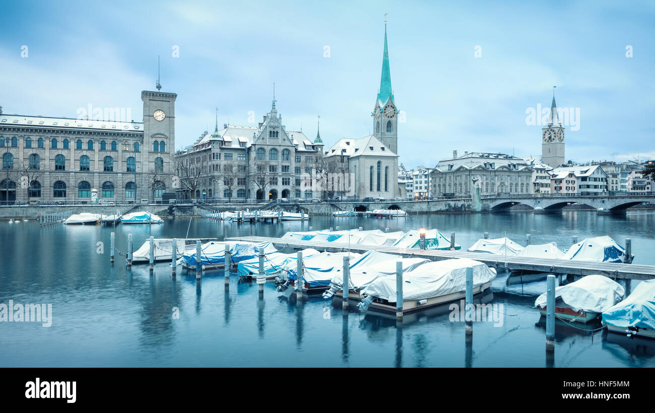 Vecchia città di Zurigo, vista sul lago Foto Stock