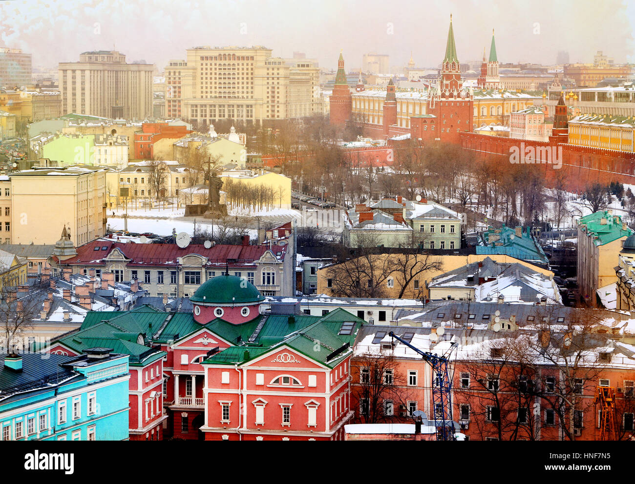 Photo retrò bella meraviglioso inverno del Cremlino di Mosca Foto Stock
