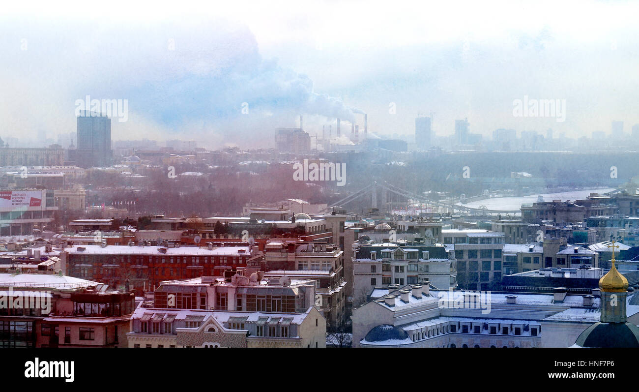 Foto Paesaggio invernale vedute del centro di Mosca Foto Stock