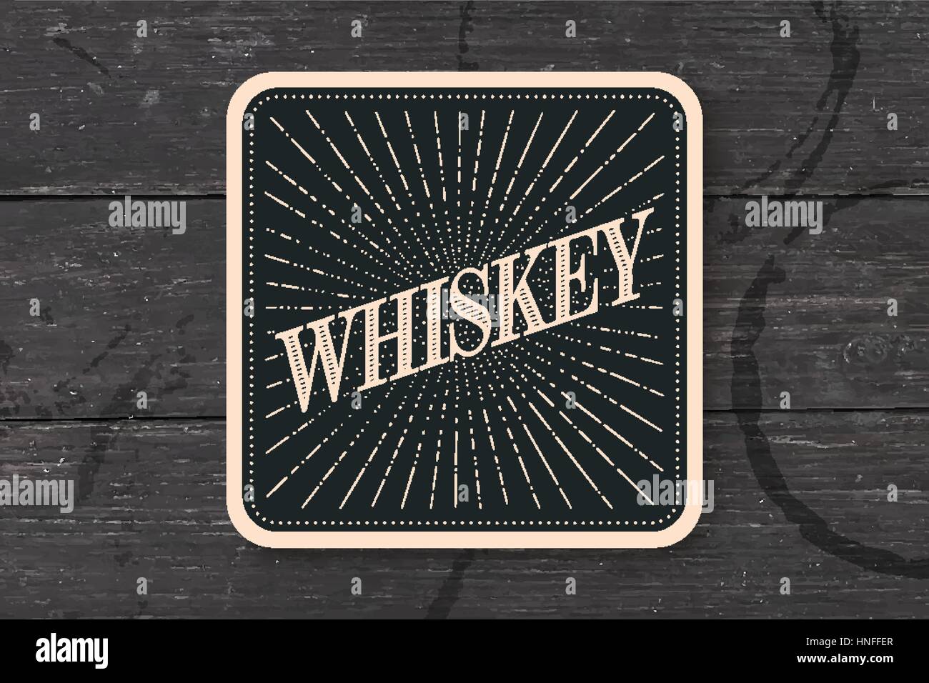 Bevanda coaster per il vetro con iscrizione Whiskey Illustrazione Vettoriale