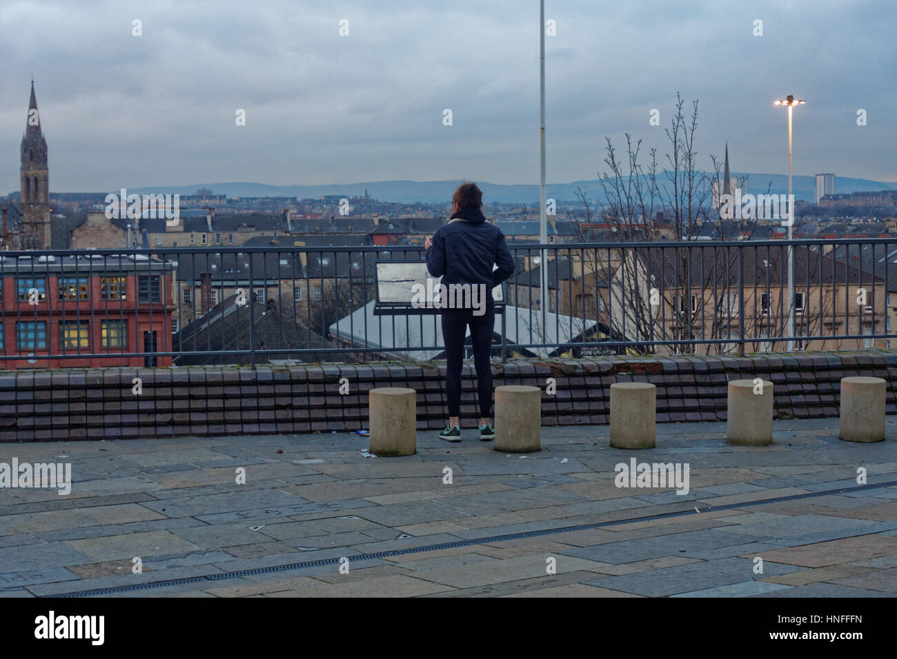 Glasgow cityscape panorama della metà occidentale della città Foto Stock
