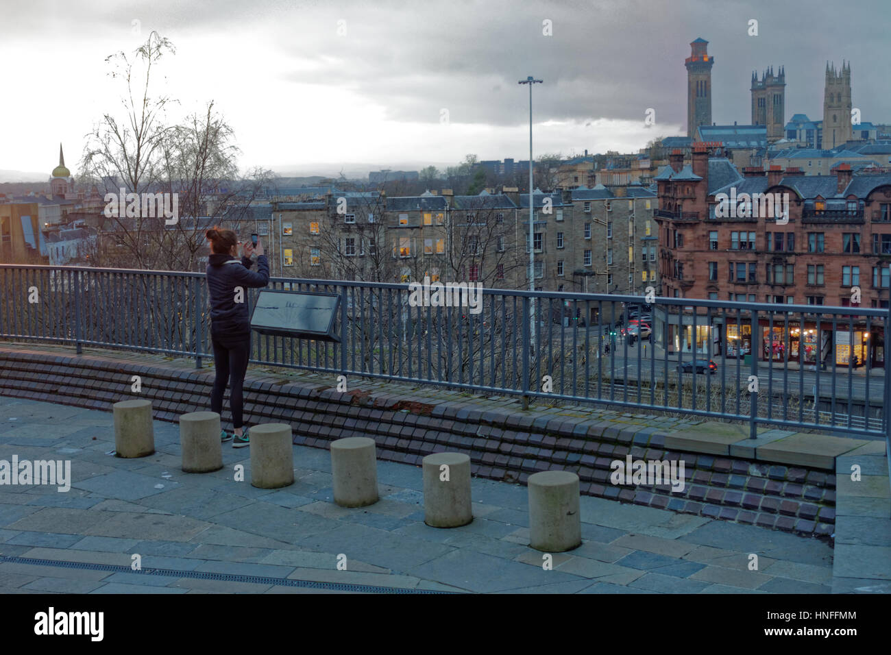 Glasgow cityscape panorama della metà occidentale della città Foto Stock